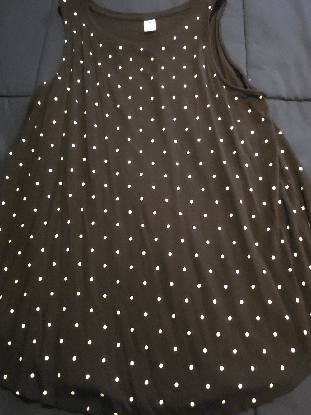 Old Navy Black Crewneck Swing Tank with White Polka Dots